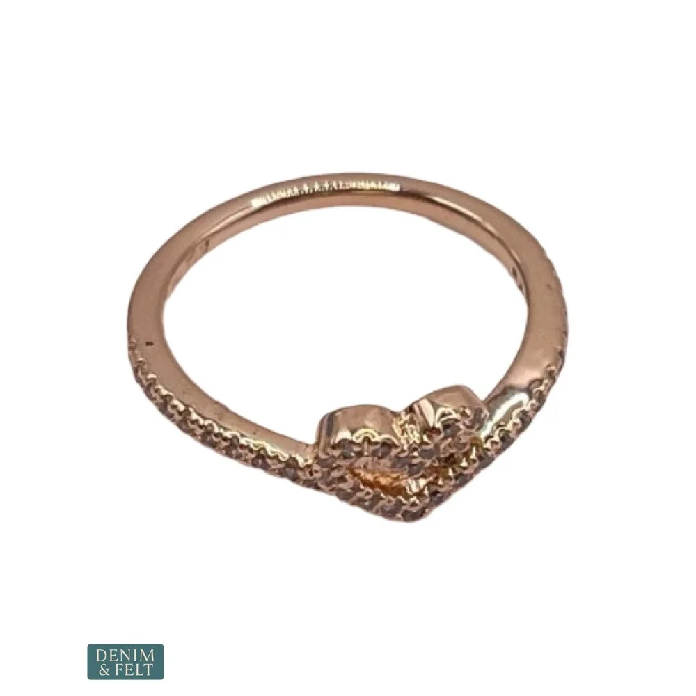 NEW Pandora Wishbone Sparkling Heart Ring Romantic Size 5